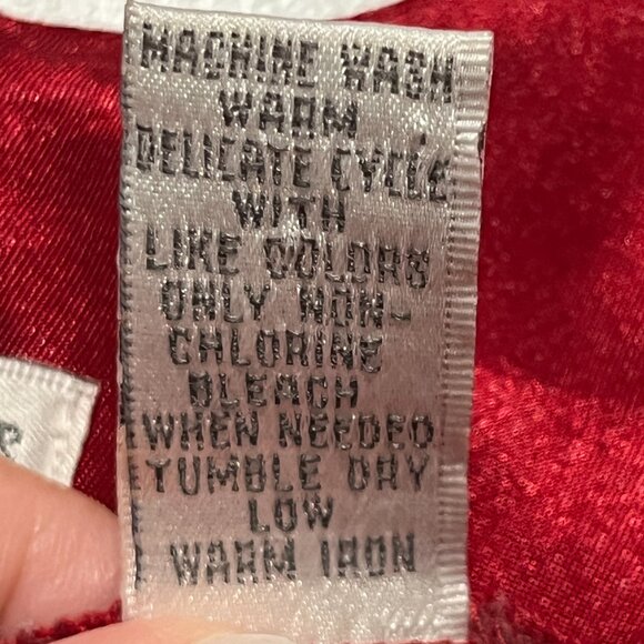 Erika Taylor Womens VTG Satin Slip Dress Size M Red Vamp Scalloped Gothic Noir - Picture 8 of 11